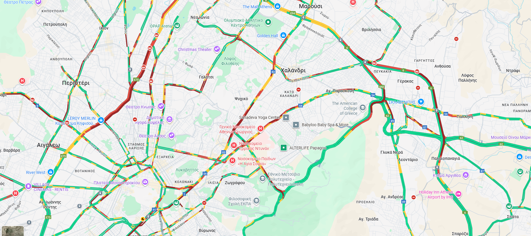 Κίνηση στους δρόμους: Καθυστερήσεις στην Αττική Οδό, στο «κόκκινο» ο Κηφισός-1