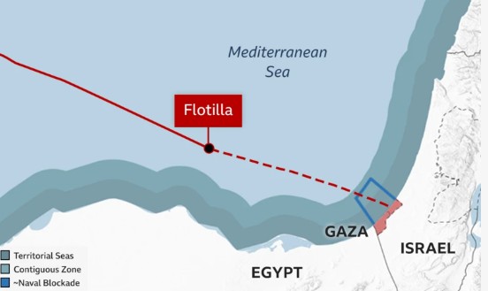 Ο διεθνής στολίσκος πλησιάζει στη Γάζα – «Eχουμε εισέλθει στη ζώνη υψηλού κινδύνου»-1