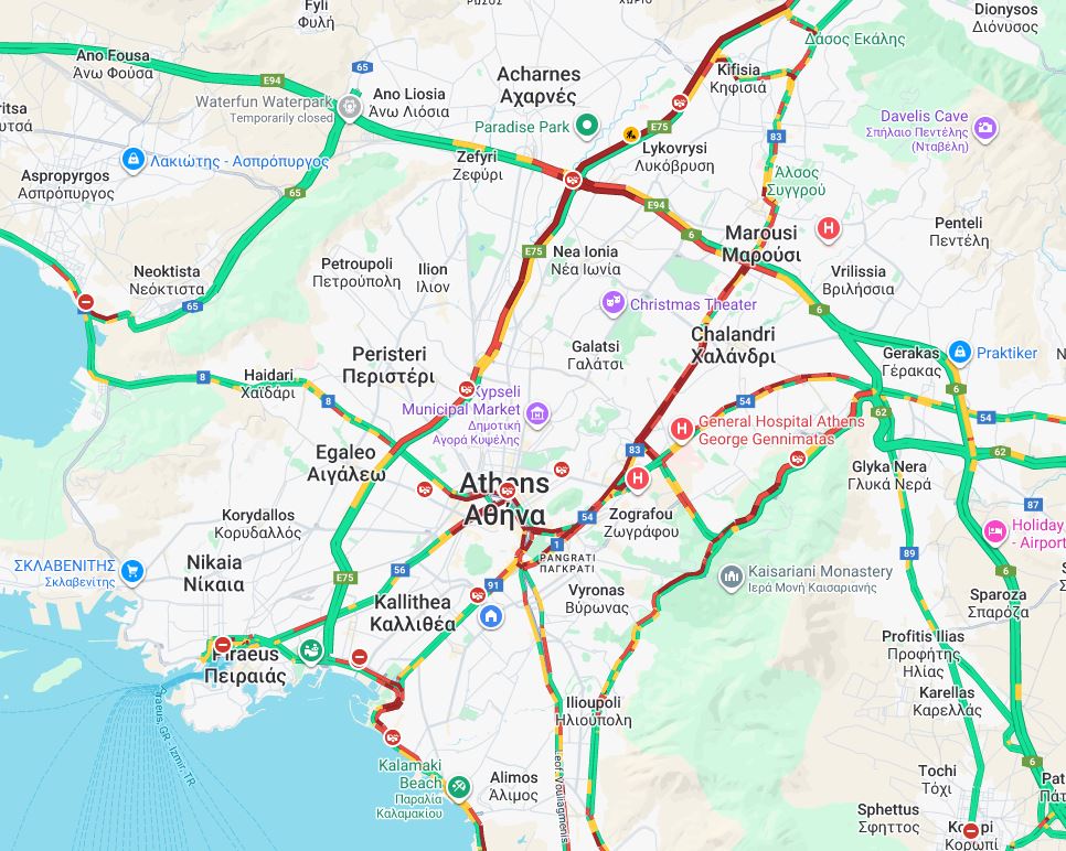 Στο «κόκκινο» η κίνηση σε όλη την Αθήνα – Πού έχει μποτιλιάρισμα-1