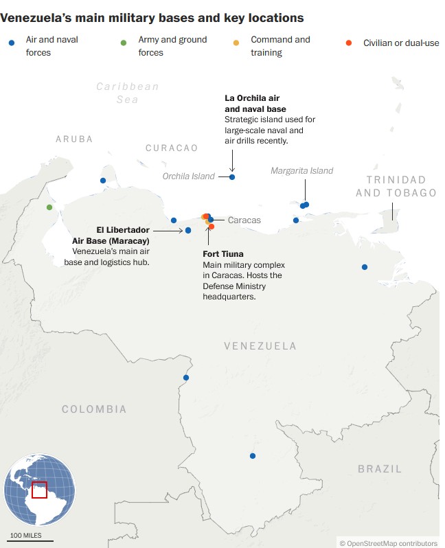 ΗΠΑ: Ο χάρτης των 19 επιθέσεων και οι πιθανοί στόχοι στη Βενεζουέλα-1