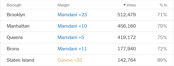 Νίκη Μαμντάνι: Πώς ψήφισε η Νέα Υόρκη-1