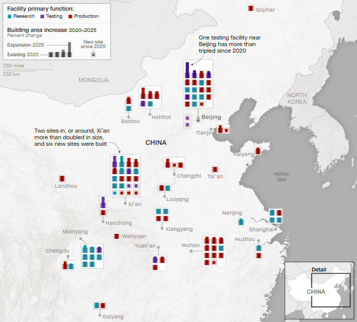 «Τεράστια αύξηση» των εγκαταστάσεων παραγωγής πυραύλων στην Κίνα – Τι αποκαλύπτουν δορυφορικές εικόνες-1