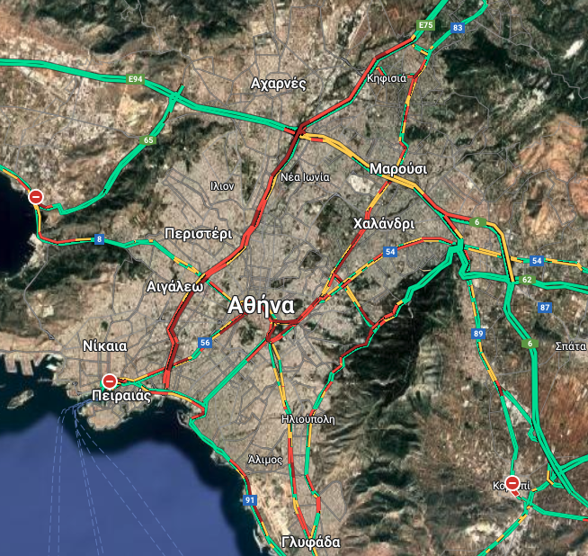 Χάος στους δρόμους της Αθήνας – Μποτιλιάρισμα σε Κηφισό, Ποσειδώνος και Αττική Οδό-1