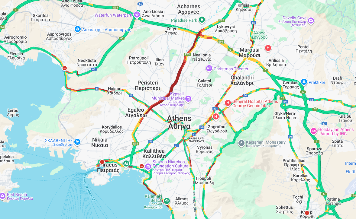 Κίνηση στους δρόμους: Στο «κόκκινο» από νωρίς η Αττική – Μποτιλιάρισμα σε Κηφισό, Λ. Αθηνών και παραλιακή-1