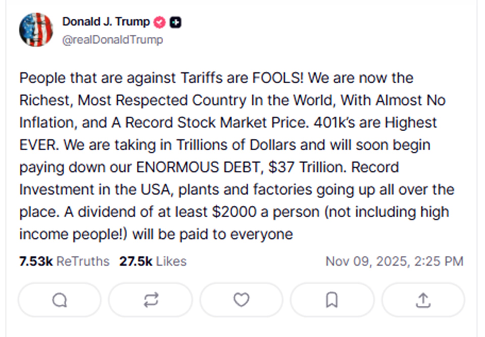 Θα μοιράσει ο Τραμπ 2.000 δολάρια σε κάθε Αμερικανό; – Τι λένε οικονομολόγοι-1