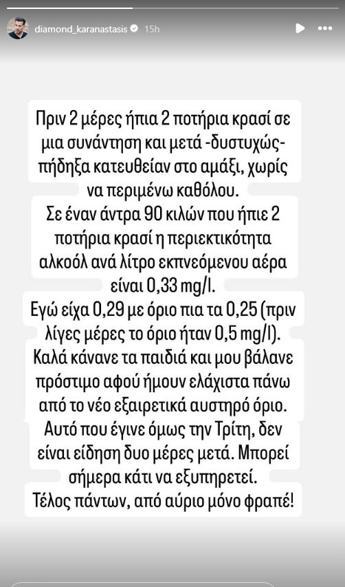 Δ. Καραναστάσης: Το πρώτο σχόλιο μετά το πρόστιμο για οδήγηση υπό την επήρεια αλκοόλ-1