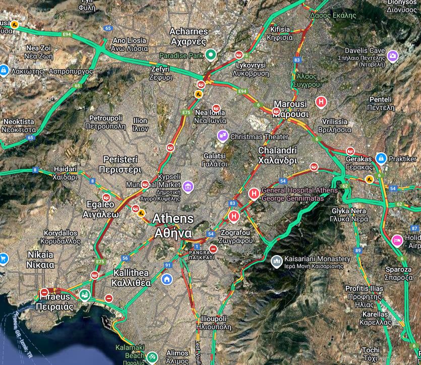 Κίνηση στους δρόμους: Μποτιλιάρισμα σε Κηφισό, Αττική Οδό και κέντρο-1