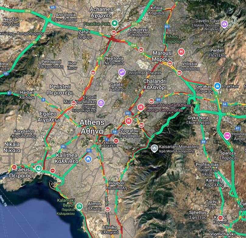 Κίνηση στους δρόμους: Στο «κόκκινο» Κηφισίας και Κηφισός – Μποτιλιάρισμα και στο Κέντρο-1