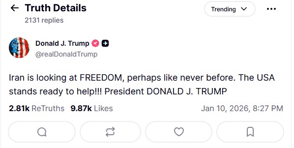 Τραμπ: «Το Ιράν κοιτάζει προς την ελευθερία» – Σενάρια αεροπορικής επίθεσης-1