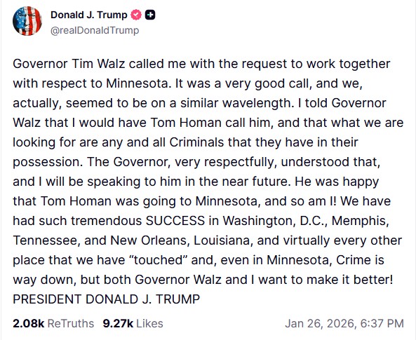 Ο Τραμπ ρίχνει τους τόνους: «Θα συνεργαστούμε με τη Μινεσότα» – Παραιτήθηκε ο υποψήφιος των Ρεπουμπλικανών-1