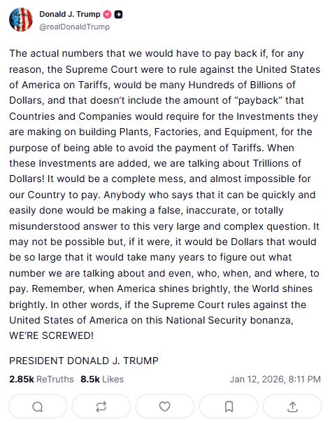 Τραμπ: «Την πατήσαμε» αν κριθούν αντισυνταγματικοί οι δασμοί-1