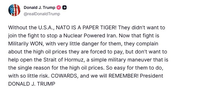 Επίθεση Τραμπ στις χώρες του ΝΑΤΟ: «Είστε δειλοί, θα το θυμόμαστε»-1