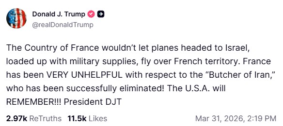 Η Γαλλία μπλόκαρε πτήσεις με στρατιωτικές προμήθειες προς το Ισραήλ – Οργισμένη αντίδραση Τραμπ-1