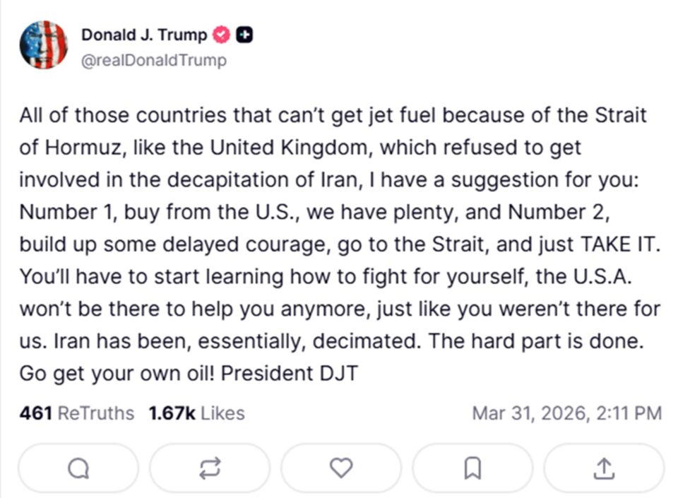 Τραμπ κατά συμμάχων: Οσοι θέλετε πετρέλαιο πηγαίνετε να το πάρετε μόνοι σας από το Ορμούζ-1