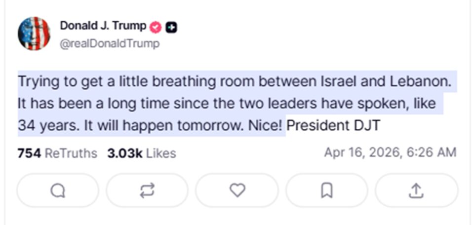 Ισραήλ – Λίβανος: Νέες συνομιλίες σε επίπεδο ηγετών προαναγγέλλει ο Τραμπ-1