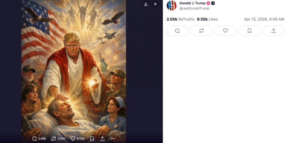 Ο Τραμπ ως… Ιησούς – Η ΑΙ φωτογραφία που ανέβασε μετά την επίθεση στον πάπα Λέοντα-1