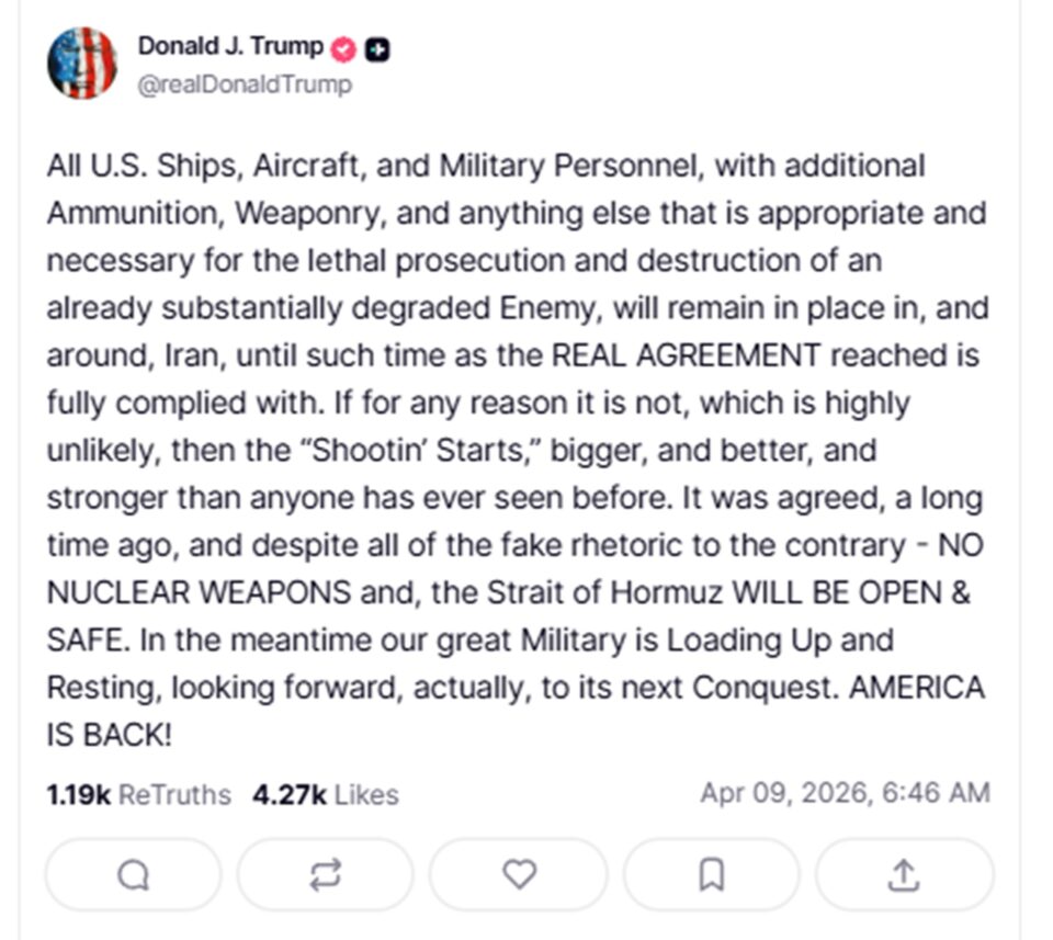 Τραμπ: «Αν δεν εφαρμοστεί πλήρως η συμφωνία, θα αρχίσουν οι πυροβολισμοί»-1