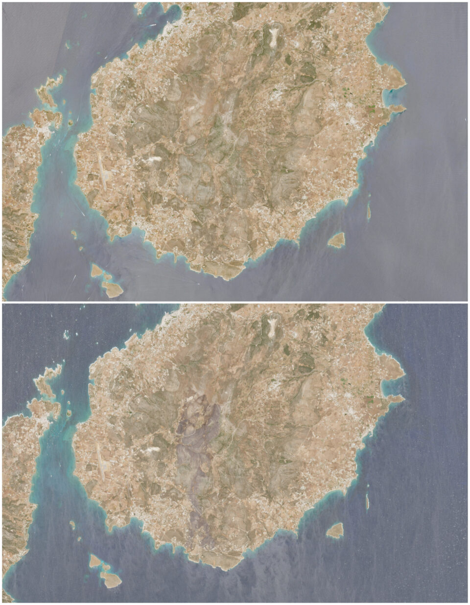 Πάρος και Κρήτη πριν και μετά τις καταστροφικές πυρκαγιές – Δορυφορικές εικόνες-2